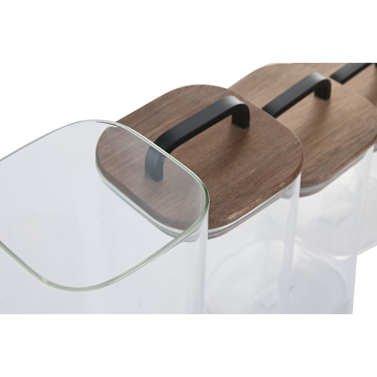 Set Di 4 Barattoli Home Esprit Trasparente Naturale 4 Pezzi - Image 3