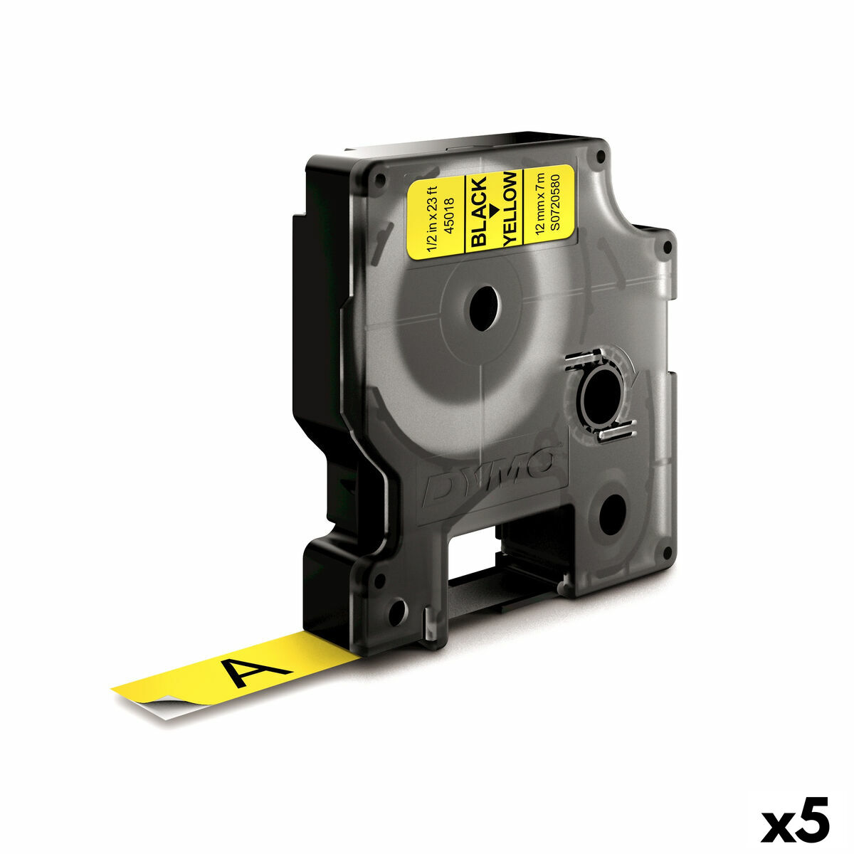 Nastro Laminato Per Etichettatrici Dymo D1 45018 12 Mm Labelmanager™ Giallo Nero (5 Unità)