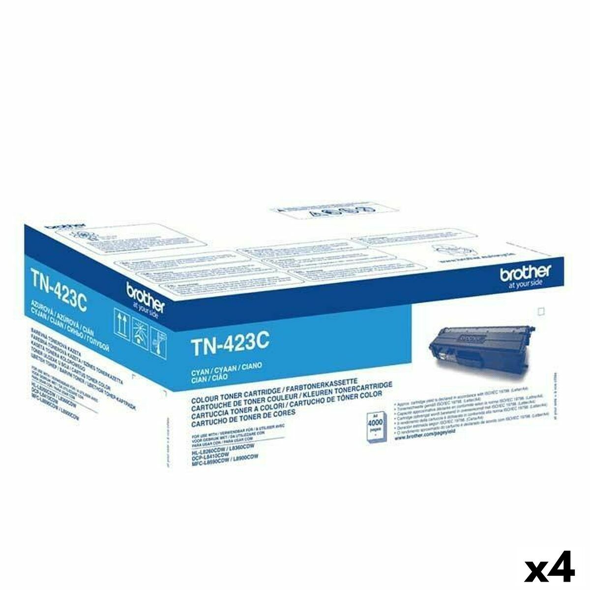 Toner Originale Brother Hll8260cdw Hll8360cdw Hll9310cdw Tn423c Ciano (4 Unità)
