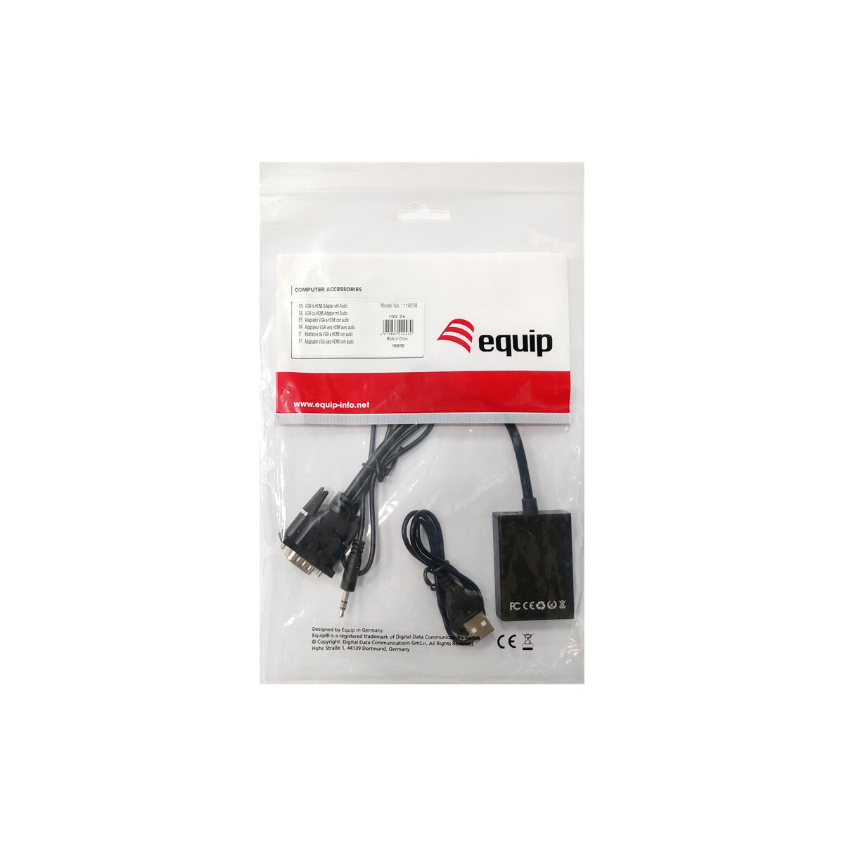Adattatore Vga Con Hdmi Con Audio Equip 119038 Nero 20 cm - Image 3