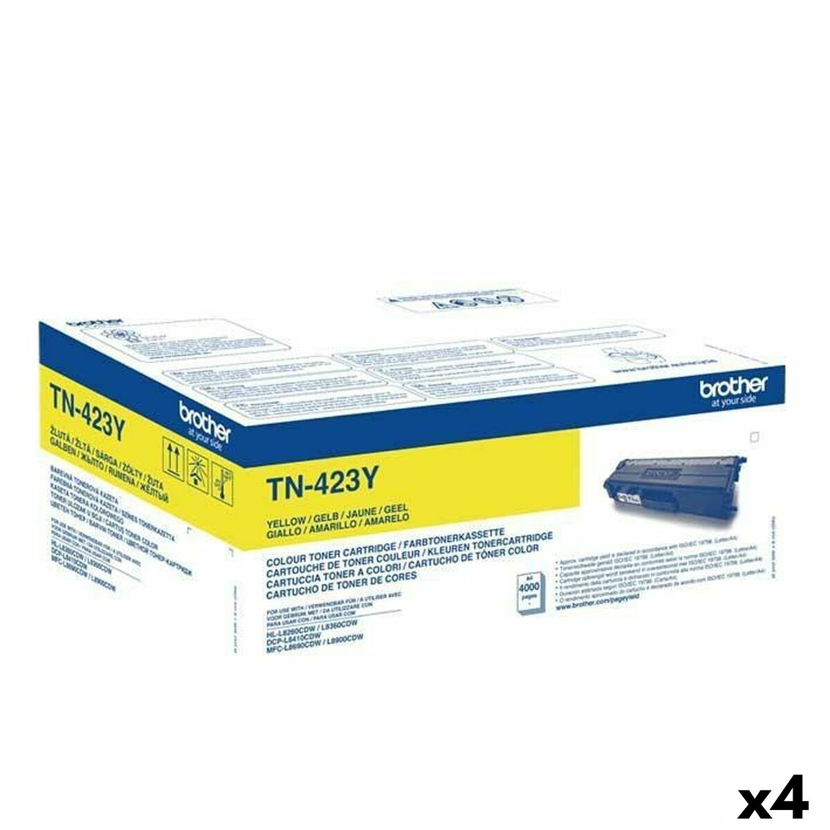 Toner Originale Brother Hll8260cdw Hll8360cdw Hll9310cdw Tn423y Giallo (4 Unità)
