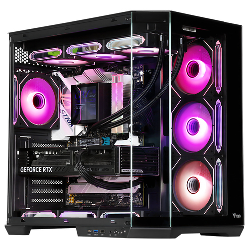 Itek Case Dark Cave Aku - Gaming  Tower, Atx, 4x12cm Argb Fan, Usb3, TypE-C, Temp Glass Side   Fron