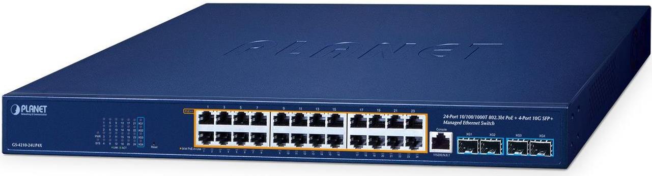 Planet 24-Port 10/100/1000t 802.3bt Ethernet Switch (gS-4210-24up4x)