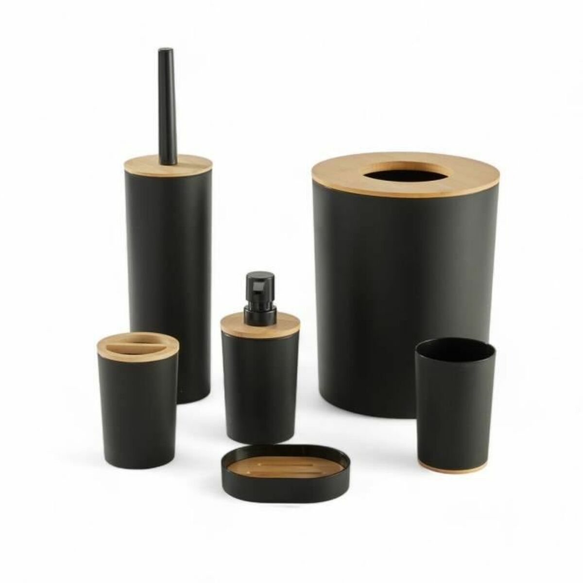 Set Da Bagno Today Hoy Nero Plastica Moderno (6 Unità)