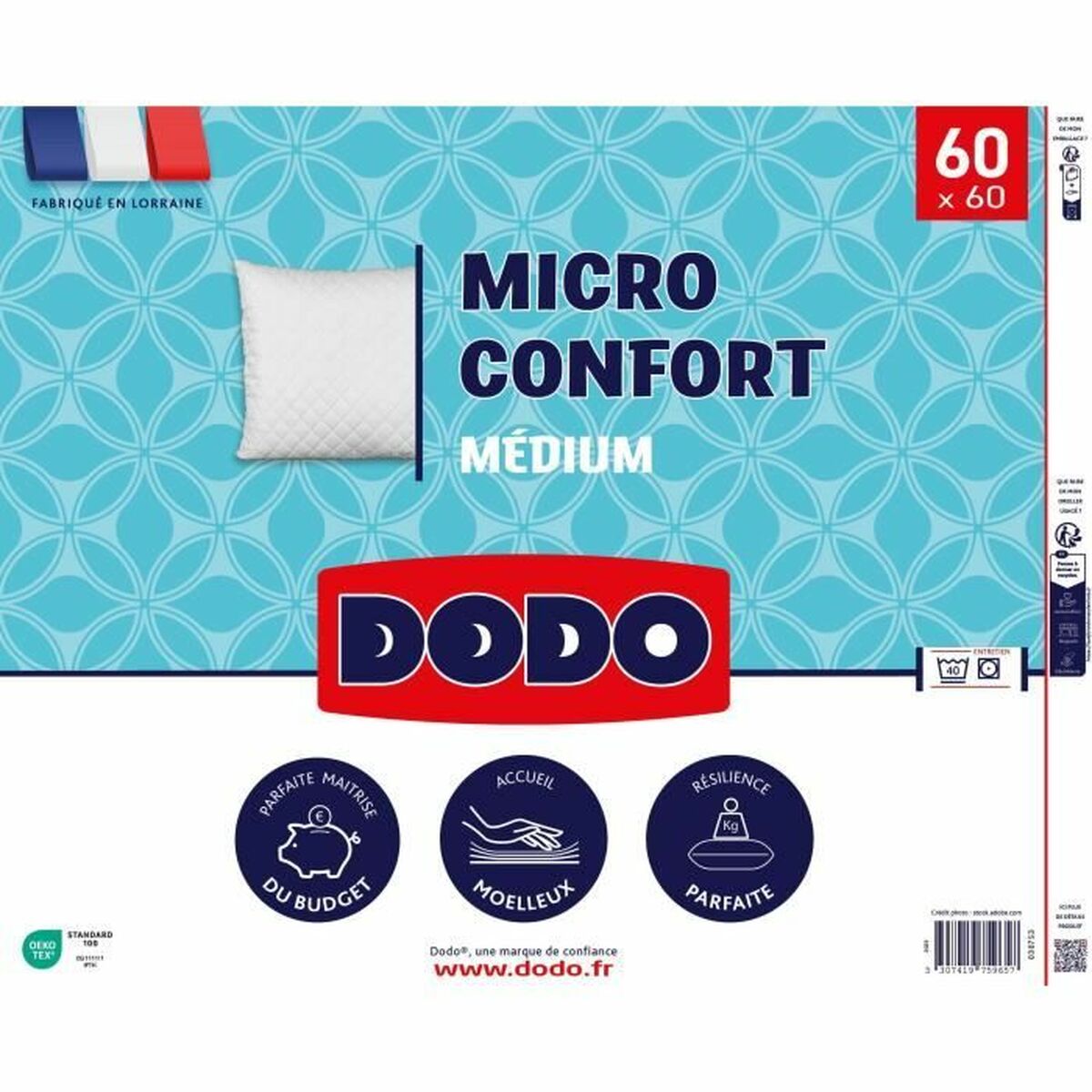 Cuscino Dodo Micro Confort Bianco 60 X 60 cm