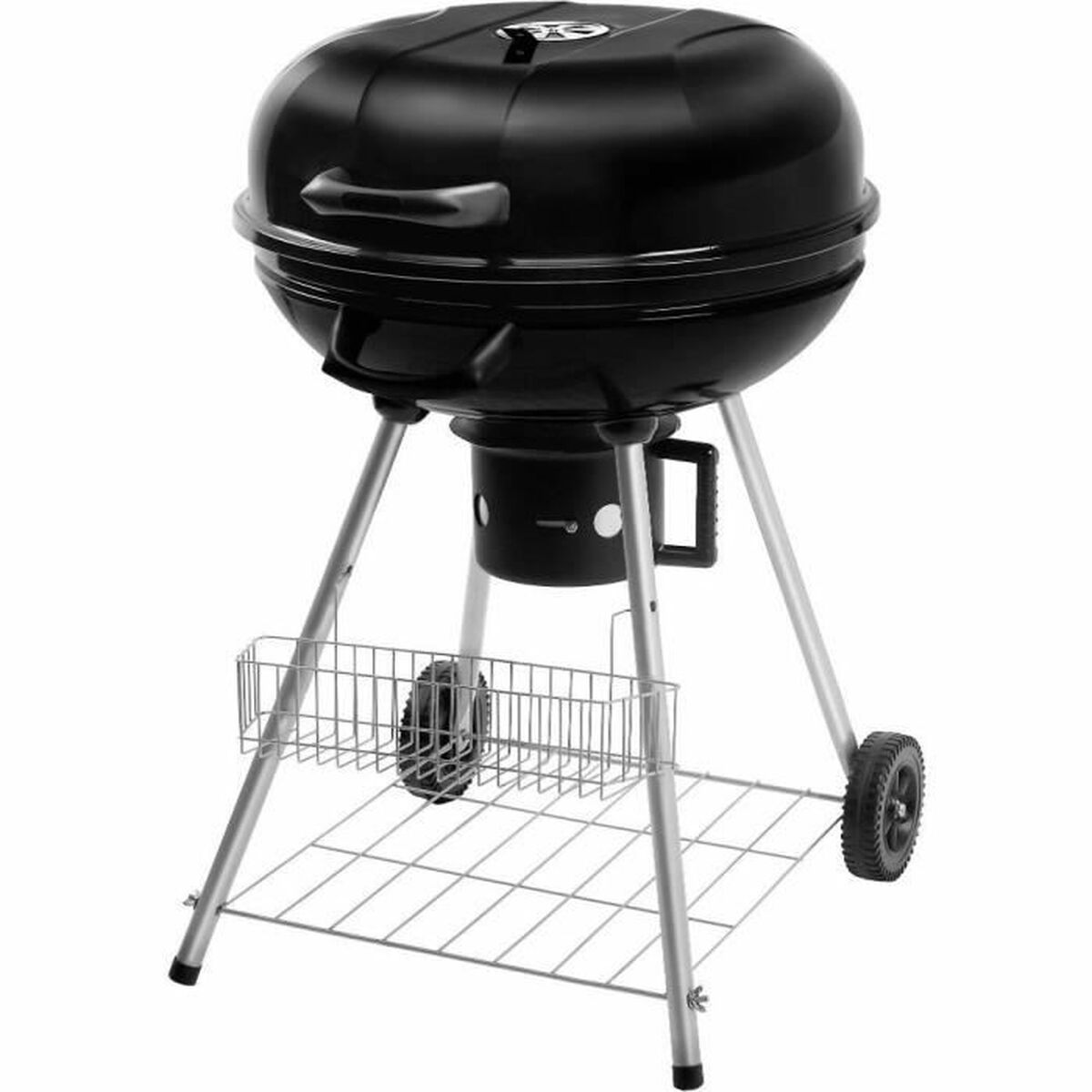 Barbecue A Carbone Con Coperchio E Ruote Fieldmann Fzg 1004 Nero Rotondo