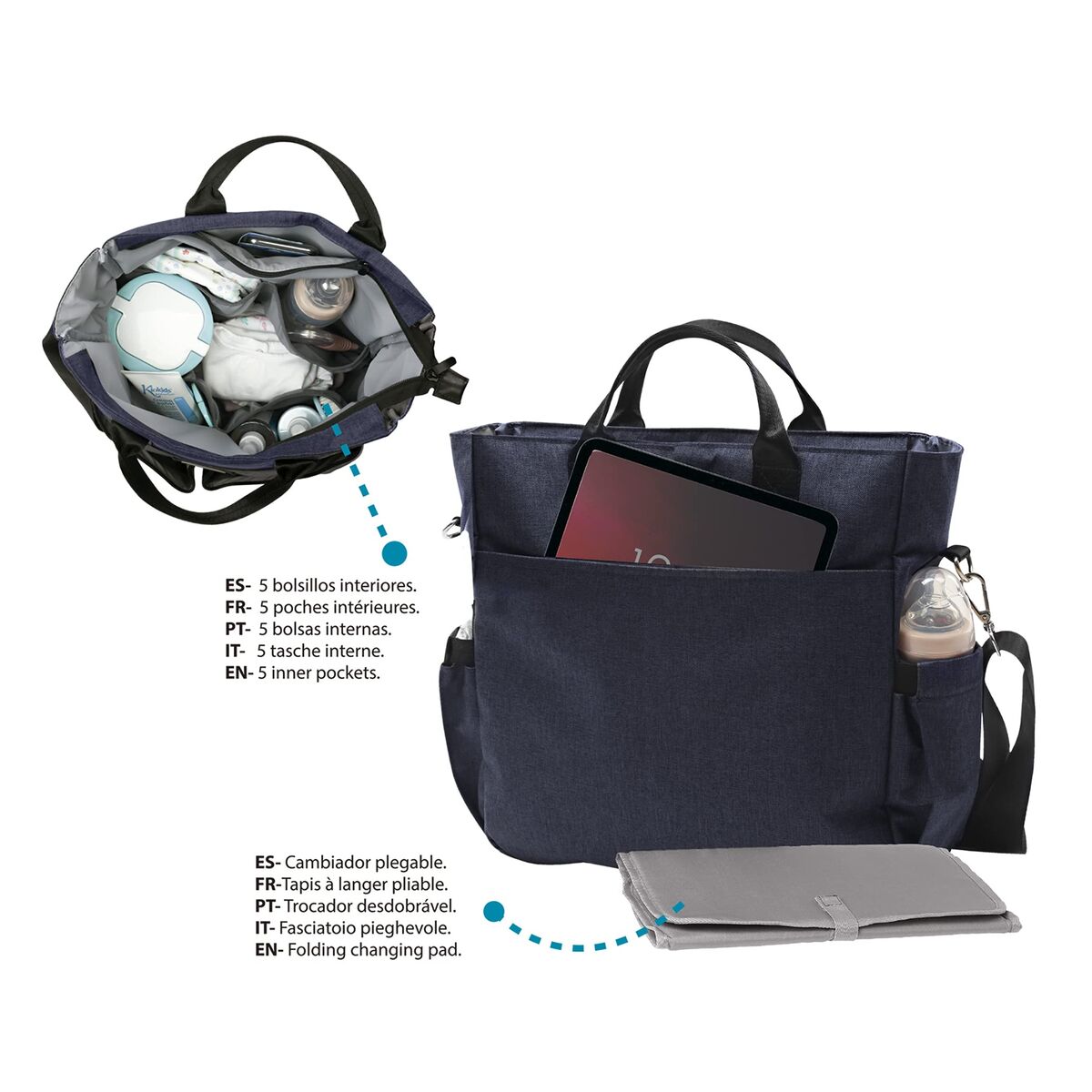 Borsa Organizzatrice Per Passeggino Blu Marino 37 X 15 X 35 cm - Image 6