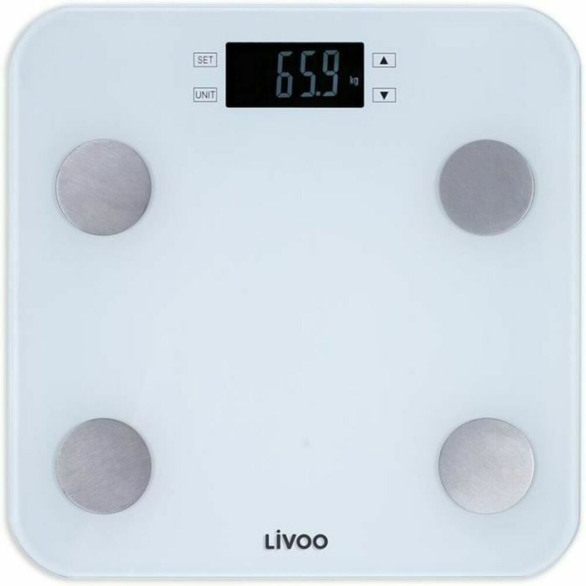 Bilancia Digitale Da Bagno Livoo Dom427w Bianco Vetro Temperato 180 kg