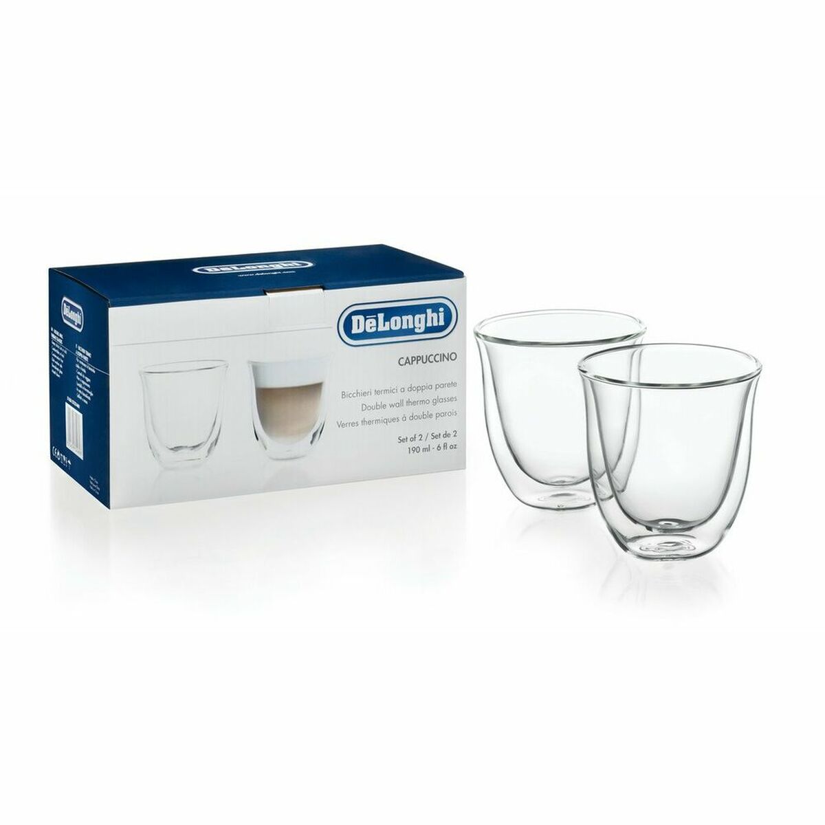 Set Di 2 Tazze Da Caffè De'longhi 5513214601 Trasparente 2 Pezzi