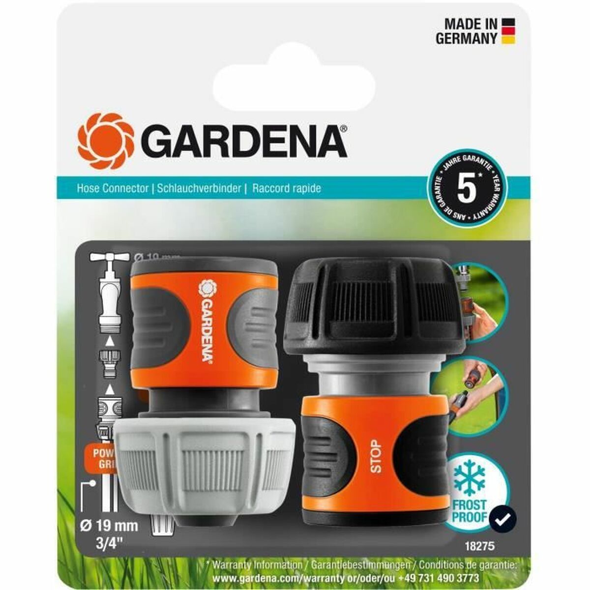 Connettore Tubo Gardena Aquastop 18275-20 2 Unità