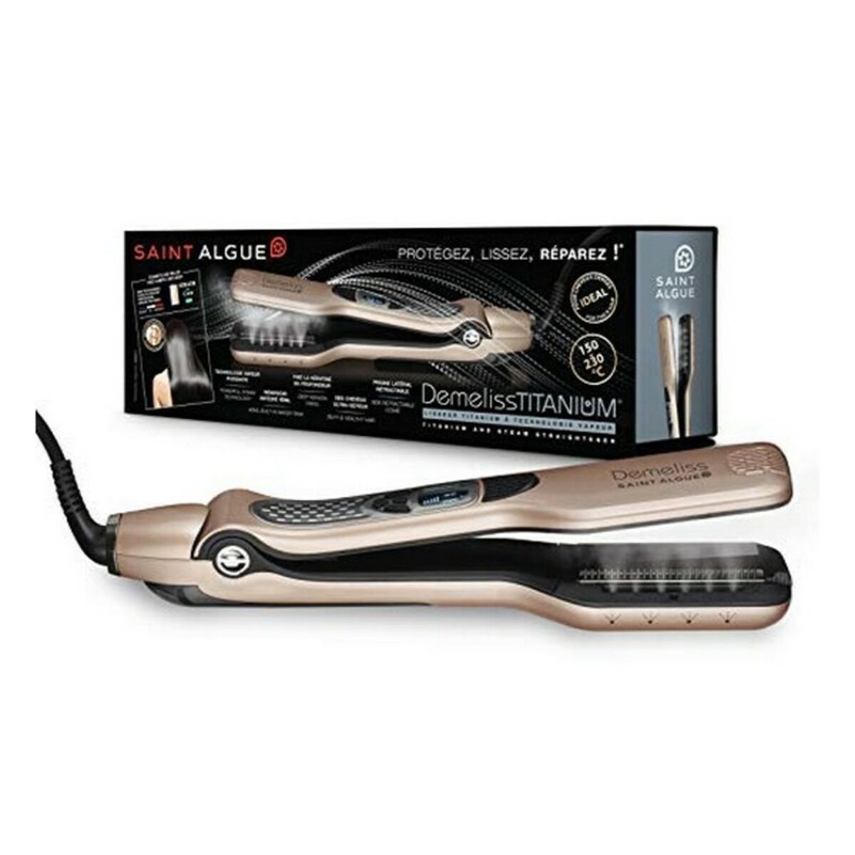 Piastra Per Capelli Demeliss Titanium SainT-Algue Straightener Demeliss Titanium Nero