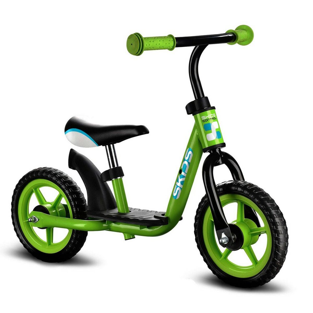Bicicletta Per Bambini Skids Control Verde Acciaio Poggiapiedi