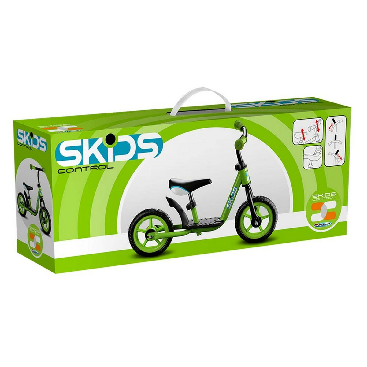 Bicicletta Per Bambini Skids Control Verde Acciaio Poggiapiedi - Image 4