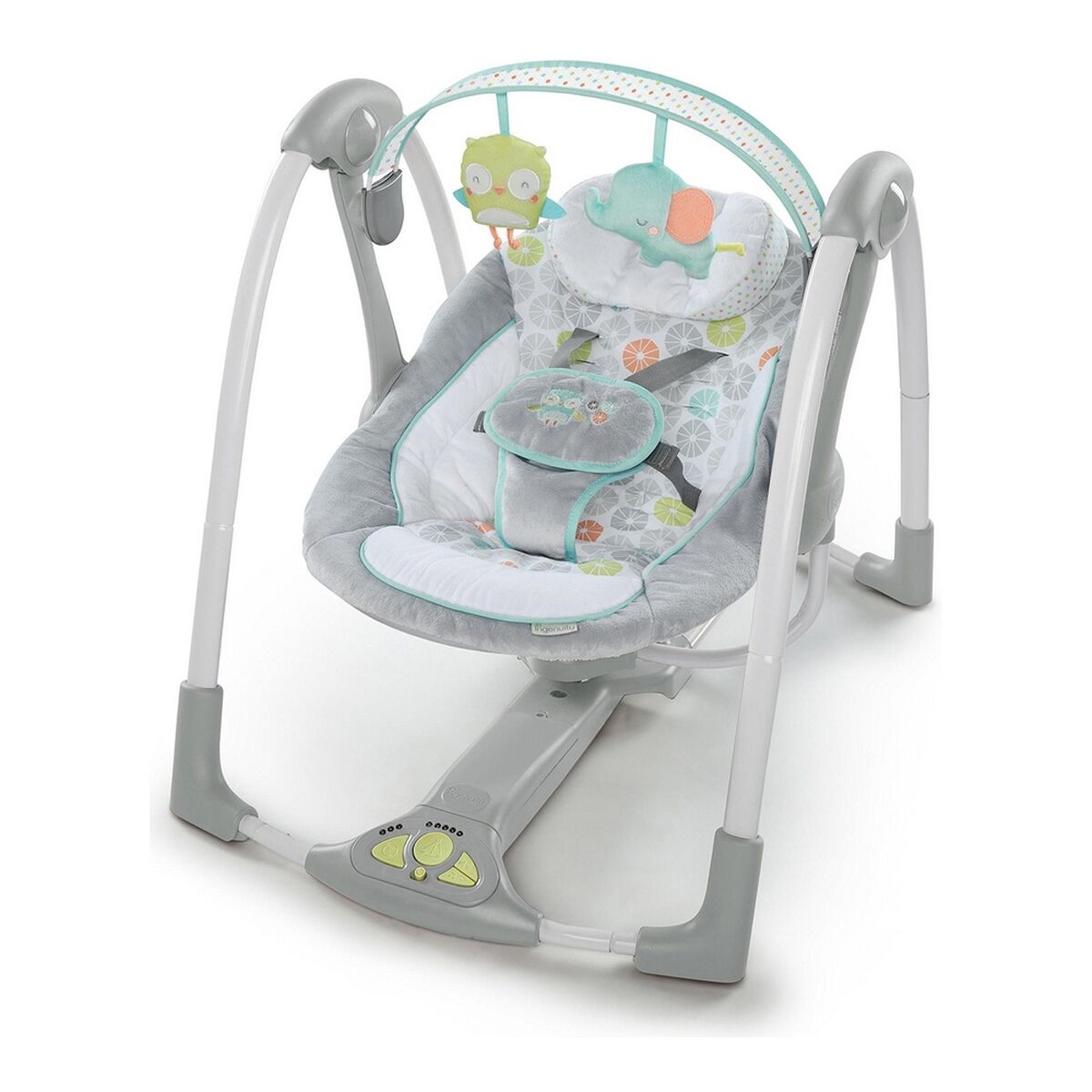 Sedia A Dondolo Ingenuity Compact Swing - Hugs & Hoots Bianco Grigio