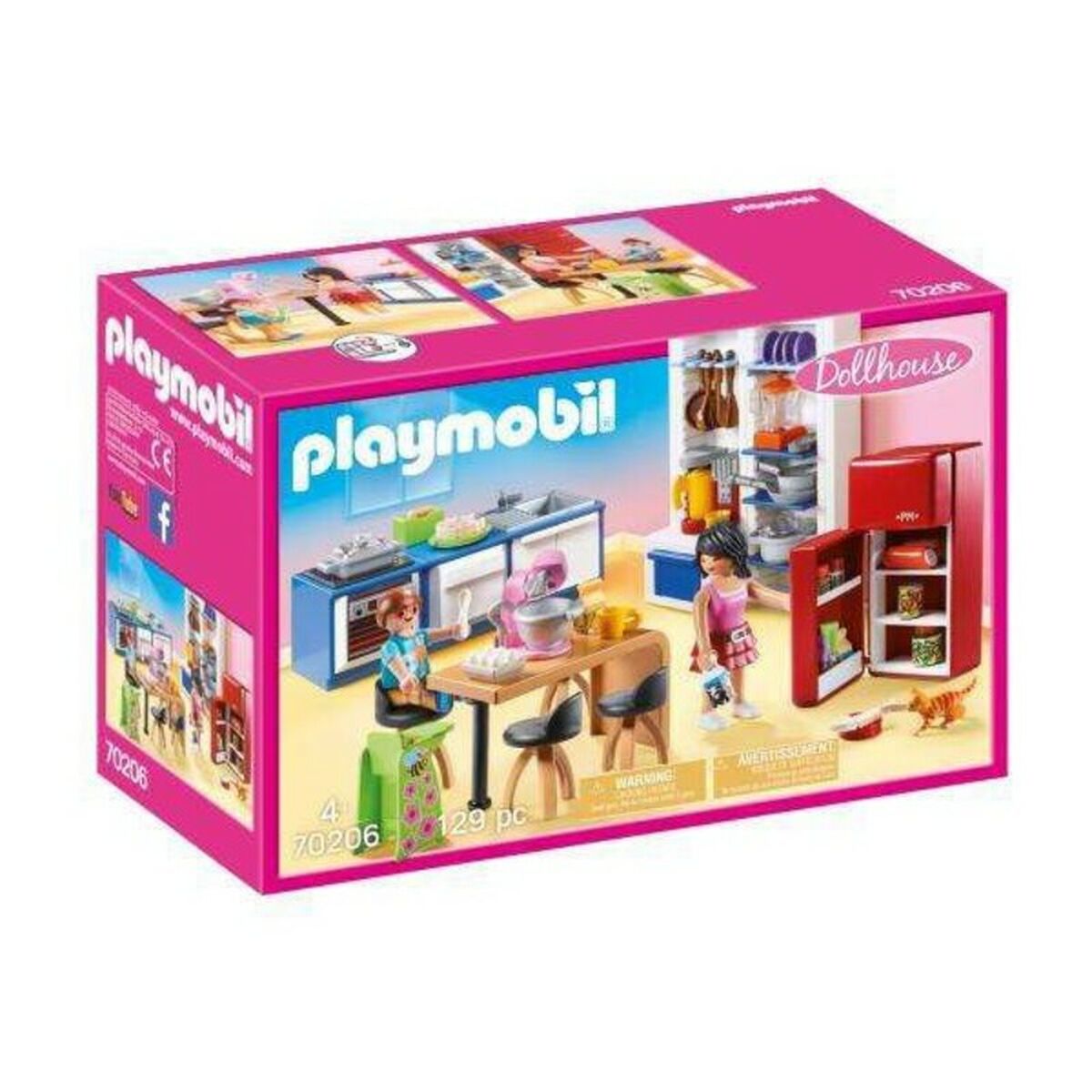 Playset Dollhouse Kitchen Playmobil 70206 (129 Pcs)