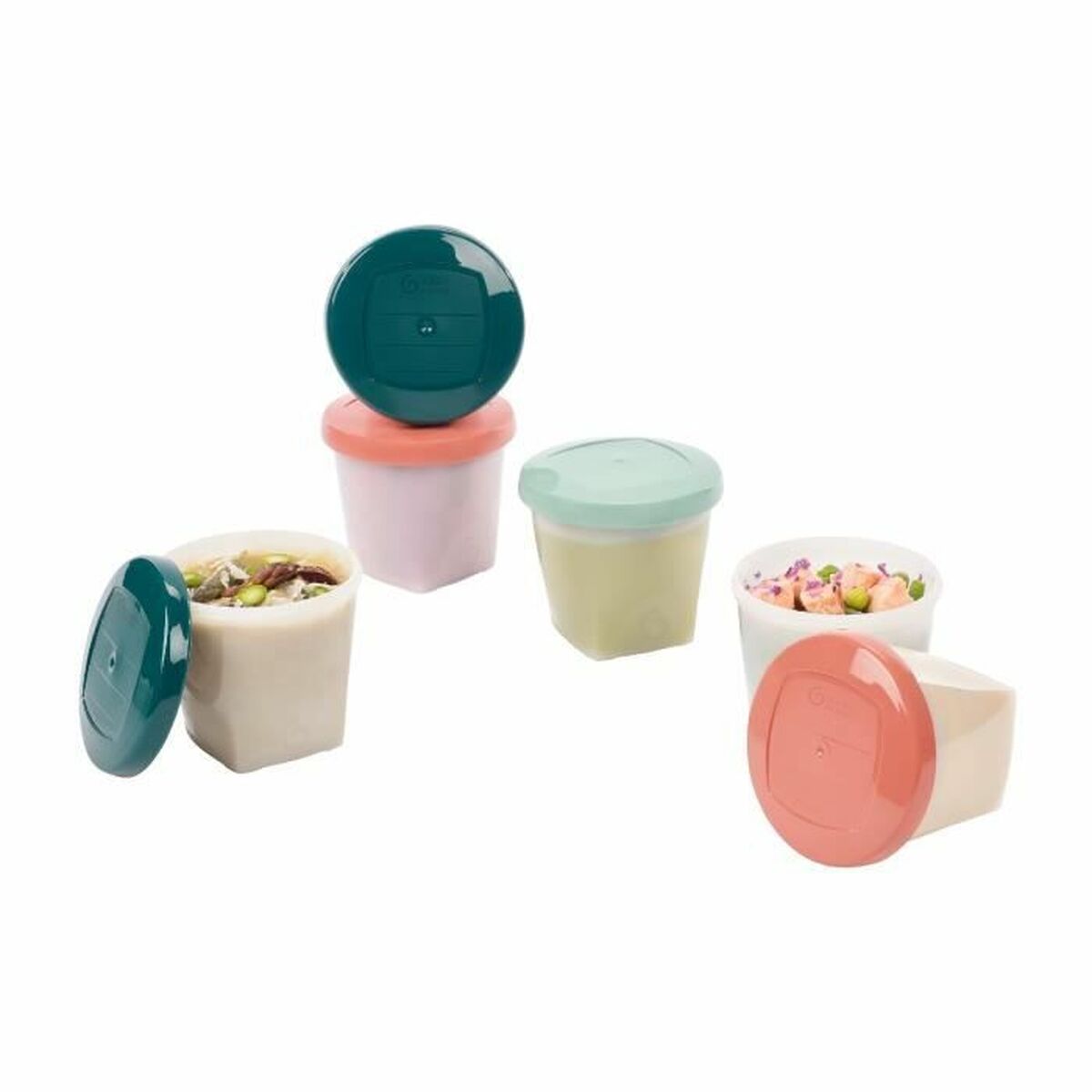 Set Di Scatole Porta Pranzo Babymoov A004318 Bianco Multicolore 250 Ml (6 Unità)