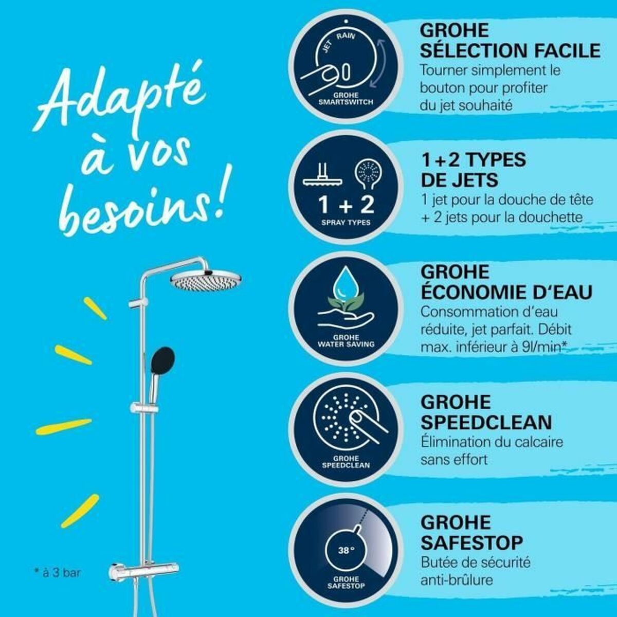 Colonna Doccia Grohe Vitalio Start System 250 Abs 22 Mm 25 cm - Image 4