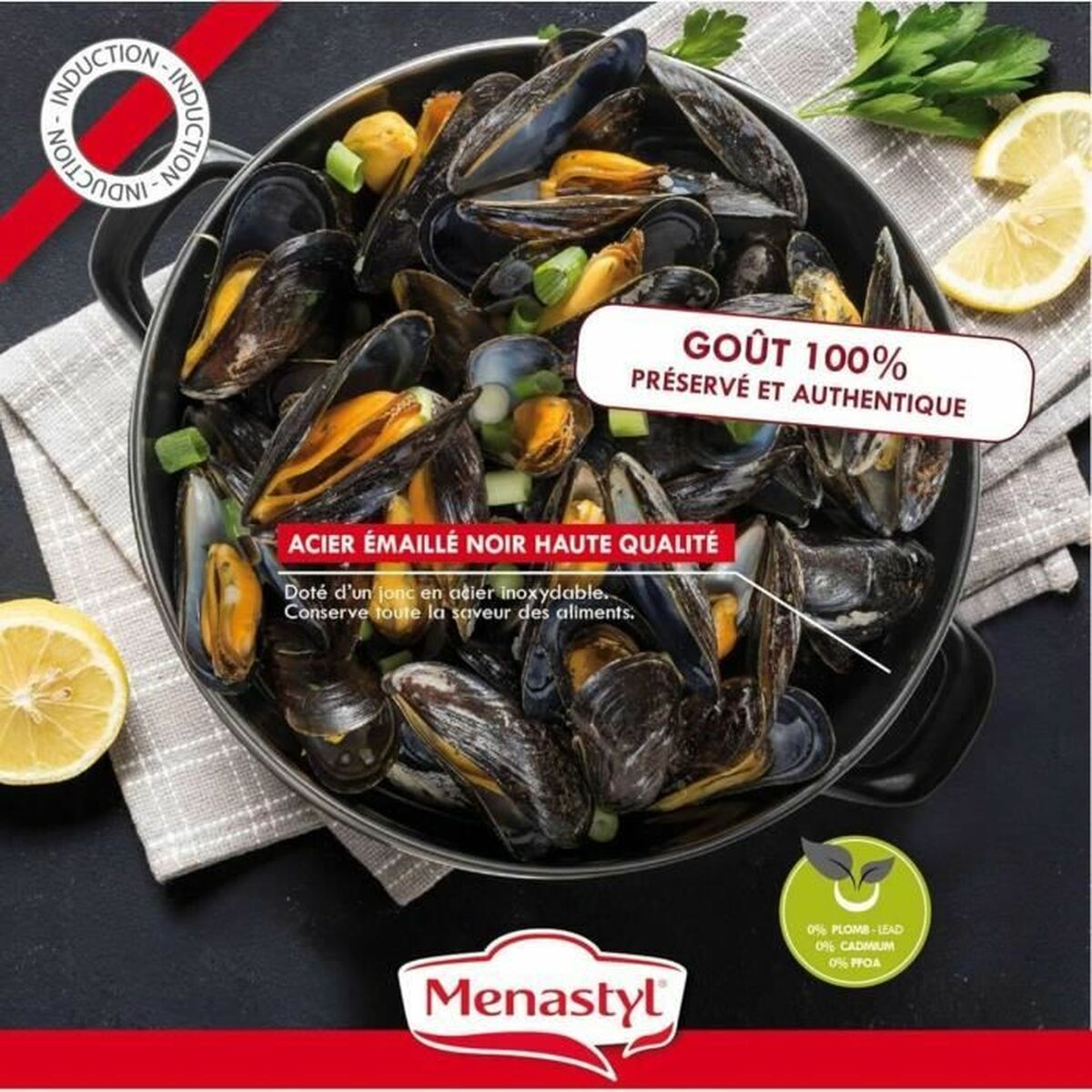 Pentola Con Coperchio Menastyl Nero Acciaio Smaltato E Con Rifinitura In Vetro 2 Pezzi - Image 4