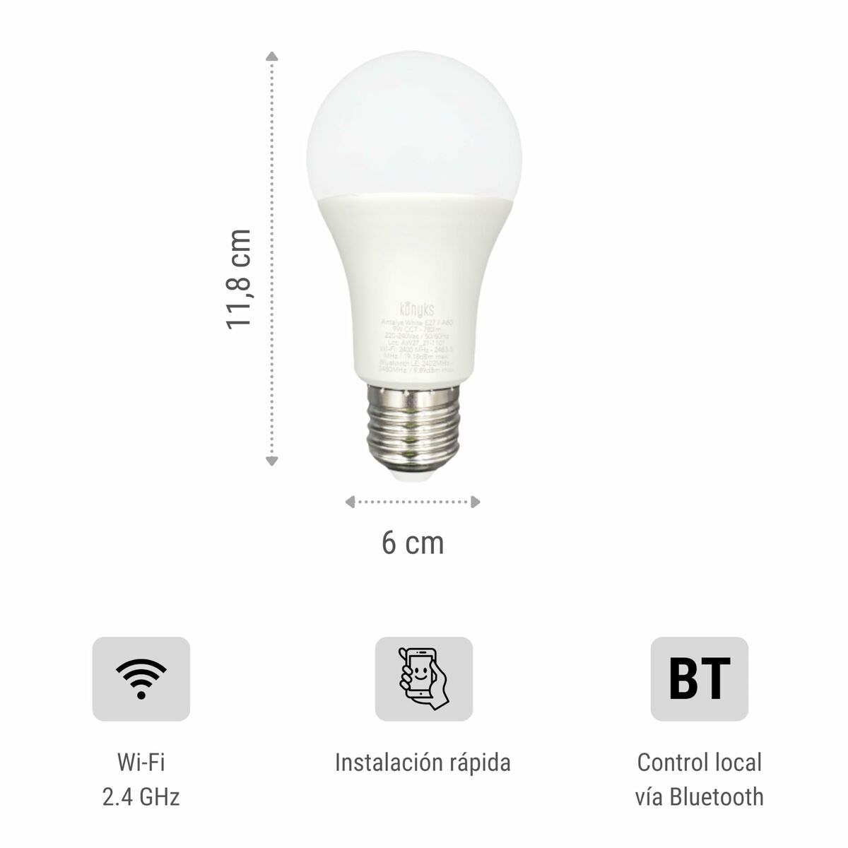 Lampadina Intelligente Konyks E27 Bianco F E27 (6500 K) (1 Unità) - Image 3