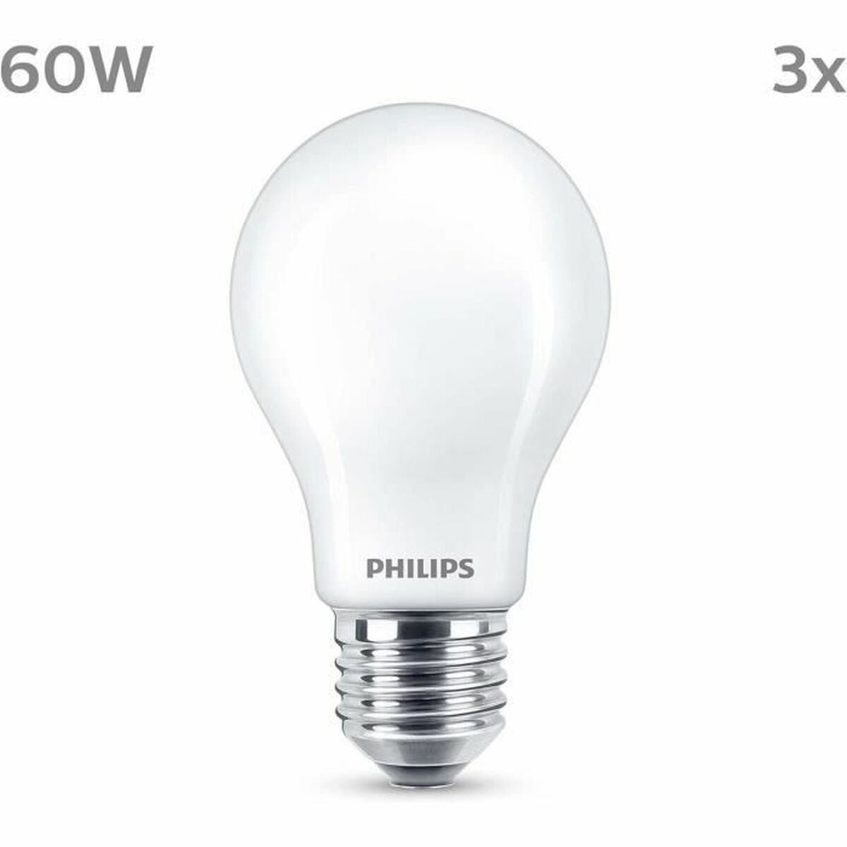 Lampadina Led Philips A60 E27 Bianco Caldo E 7 W 60 W E27 806 Lm 3 Unità (2700 k)