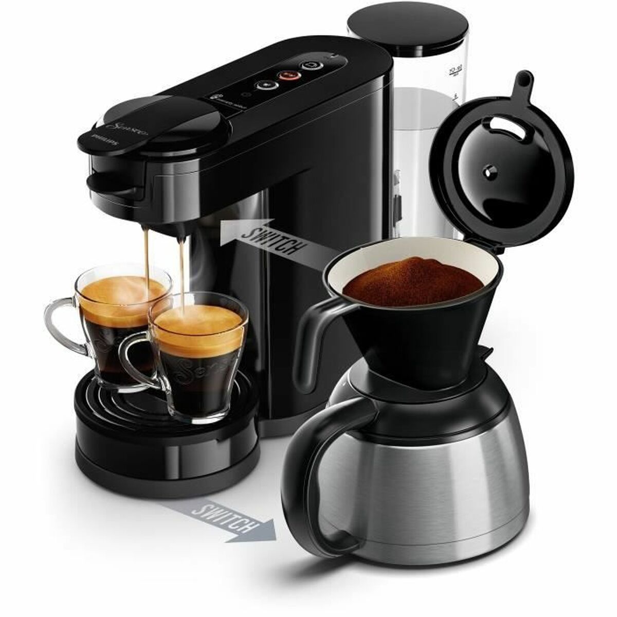 Caffettiera Con Capsule Philips Senseo Switch Hd6592/65 Noir 1 Bar 1450 W