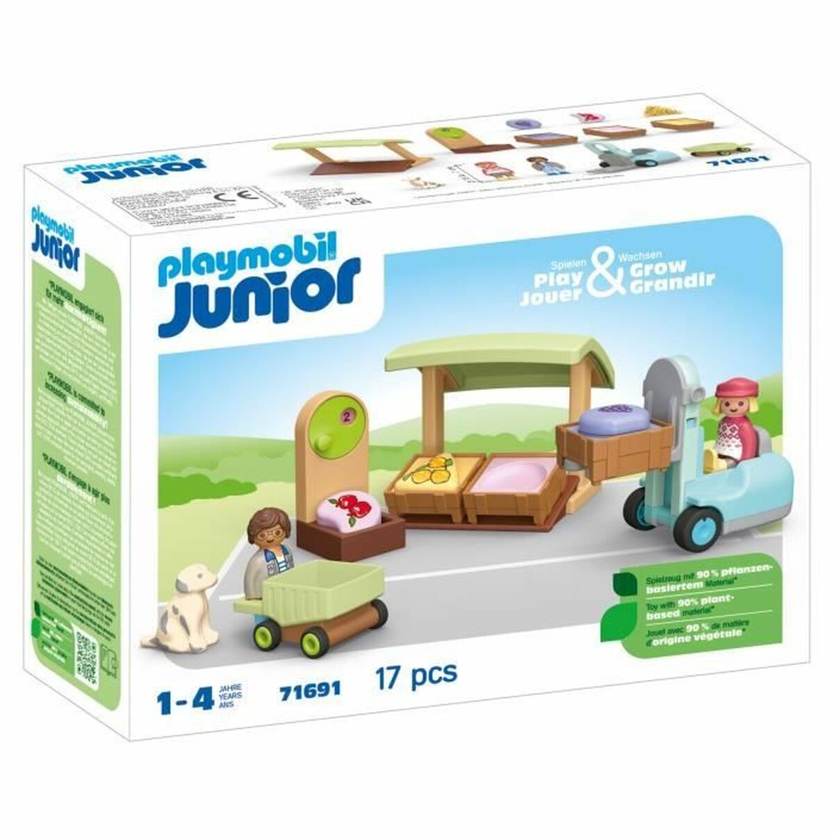 Playset Playmobil Junior 71691 - Organic Fruit And Vegetable Stall 17 Pezzi