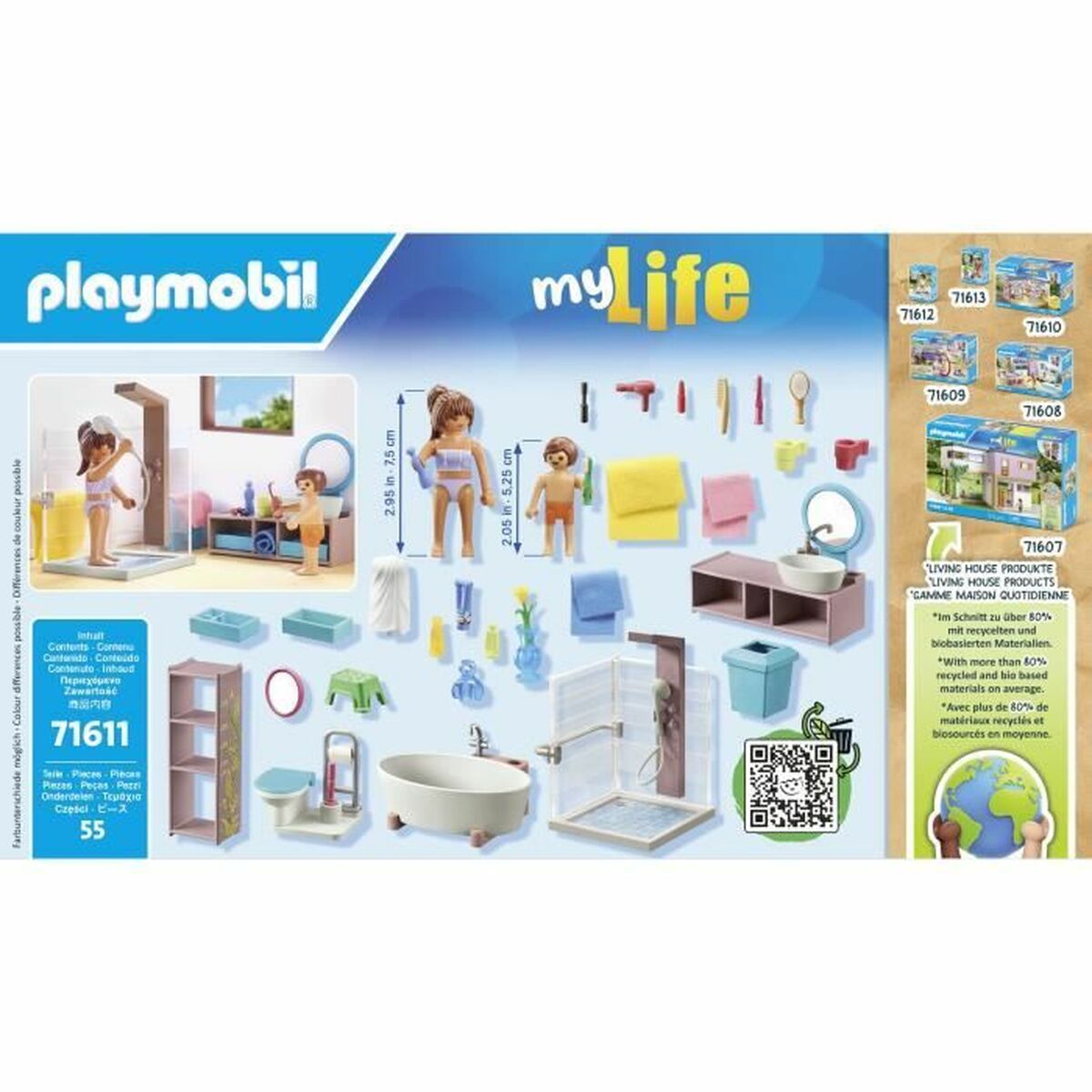 Playset Playmobil 71611 - Bathroom Bathtub 55 Pezzi - Image 5