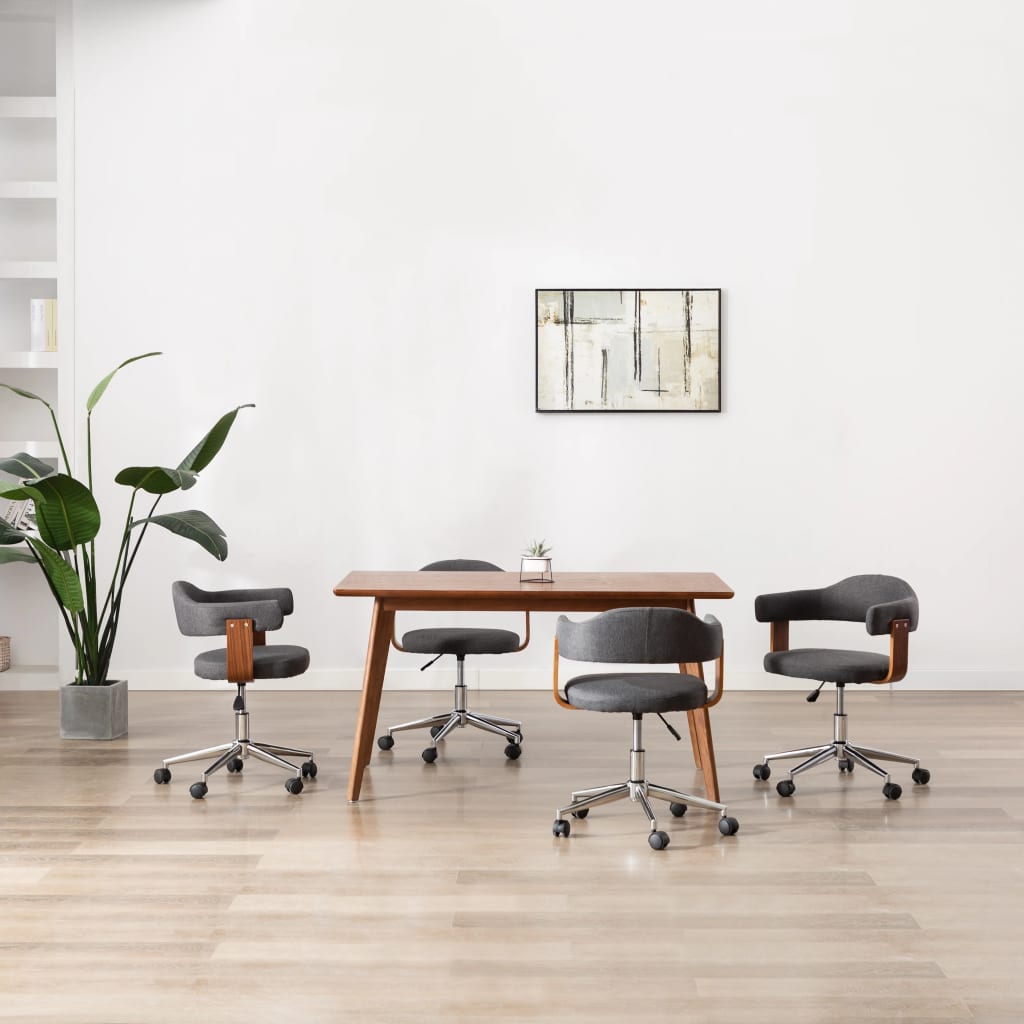Sedie Da Pranzo Girevoli 4 Pz Legno Curvato E Tessuto Grigio