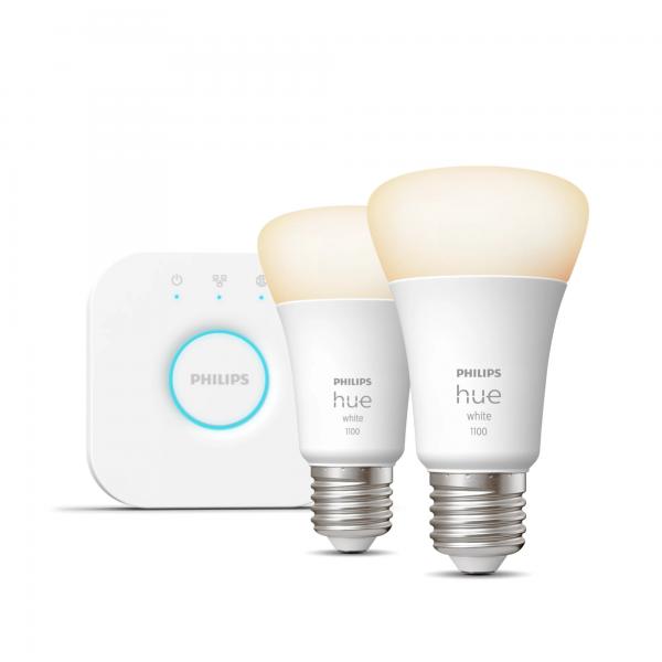 Philips Hue White - Lampadina Led Smart Starter Kit - 9,5w - E27 - Confezione Da 2
