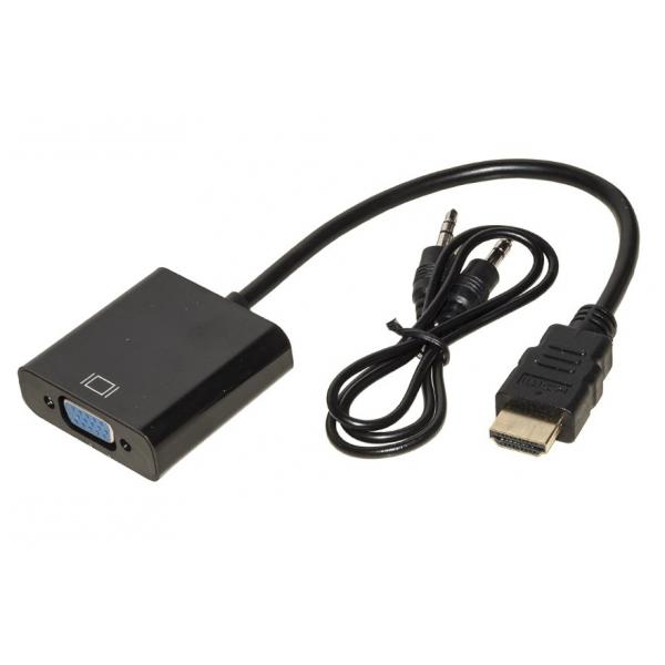Adattatore Link Hdmi TipO-A Maschio - Vga Femmina Con Presa Audio 3.5mm - Adat10