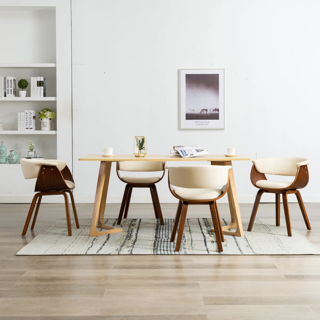 Sedie Da Pranzo 4 Pz In Legno Curvato E Similpelle Crema