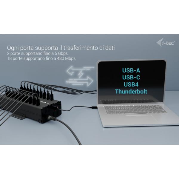 I-Tec UsB-C/usB-A Metal Charging + Data Hub, 15w Per Port, 20x UsB-C (I-Tec Charging Hub 20x UsB-C - UsB-C/usB-A Hub 15w/port 360w) - Image 4