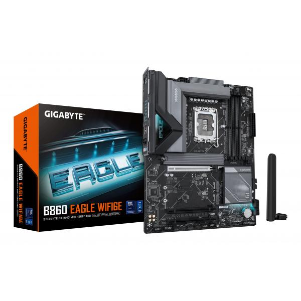 Gigabyte B860 Eagle Wifi6e Scheda Madre - Cpu Intel Core Ultra, Vrm A 12+1+2+1 Fasi, Fino A 9066mhz Ddr5, 1xpcie 5.0 + 2xpcie 4.0 M.2, Lan 2,5 Gbe, W