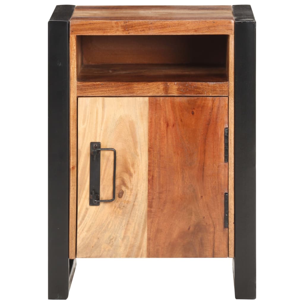 Comodino 40x35x55cm In Legno Massello Di Acacia