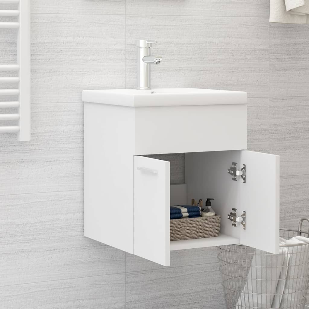 Mobile Bagno Con Lavabo Integrato Bianco In Legno Multistrato - Image 3