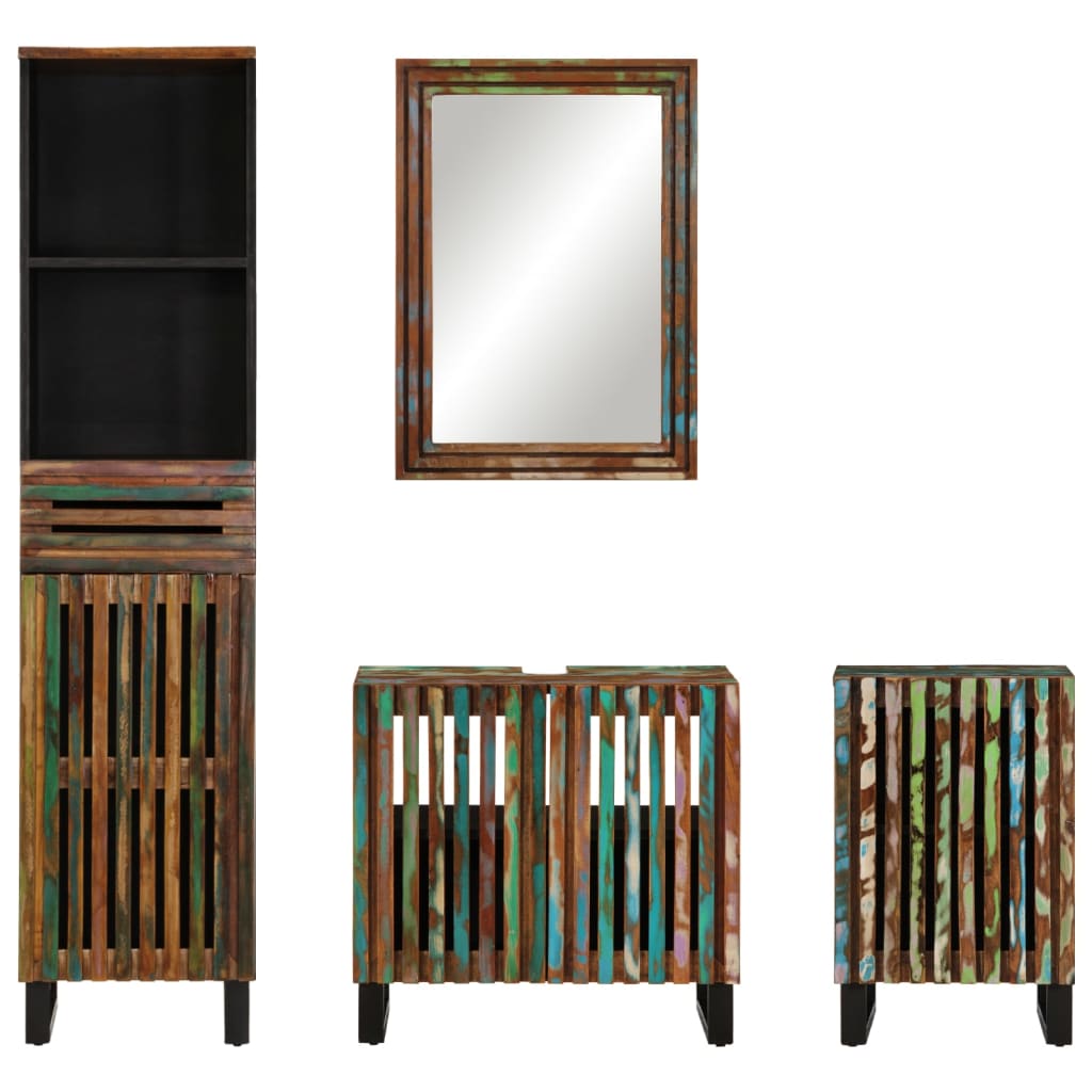 Set Mobili Da Bagno 4 Pz In Legno Massello Di Acacia - Image 3