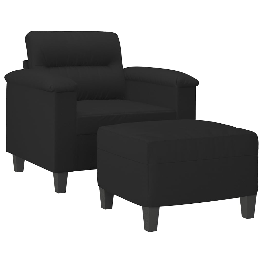 Poltrona Con Poggiapiedi Nero 60 Cm In Tessuto Microfibra - Image 3
