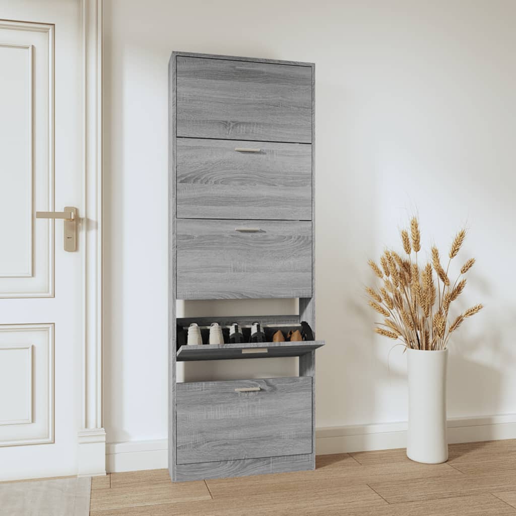 Scarpiera Grigio Sonoma 59x17x169 Cm In Legno Multistrato