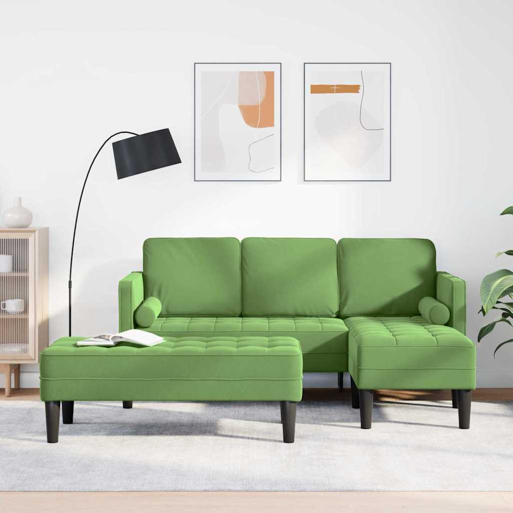 Set Di Divani 2 Pcs Verde Chiaro 173 X 131 X 67 Cm Velluto
