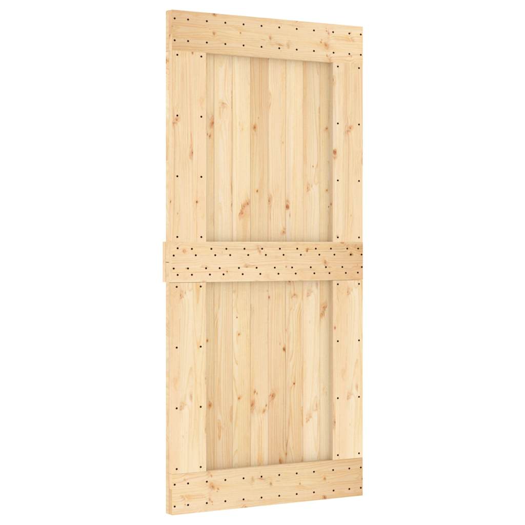 Porta Scorrevole Con Set Hardware 95x210 Cm Legno Massello Pino - Image 3