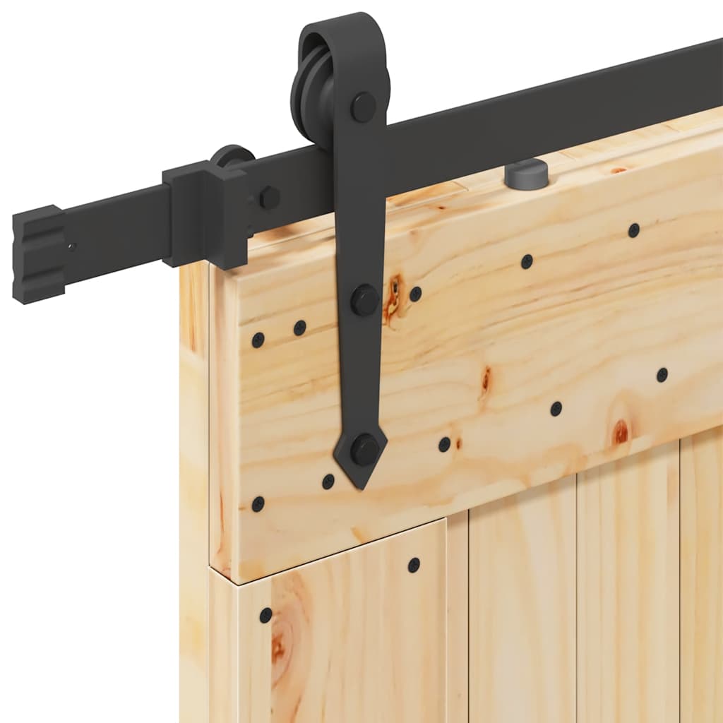 Porta Scorrevole Con Set Hardware 95x210 Cm Legno Massello Pino - Image 4
