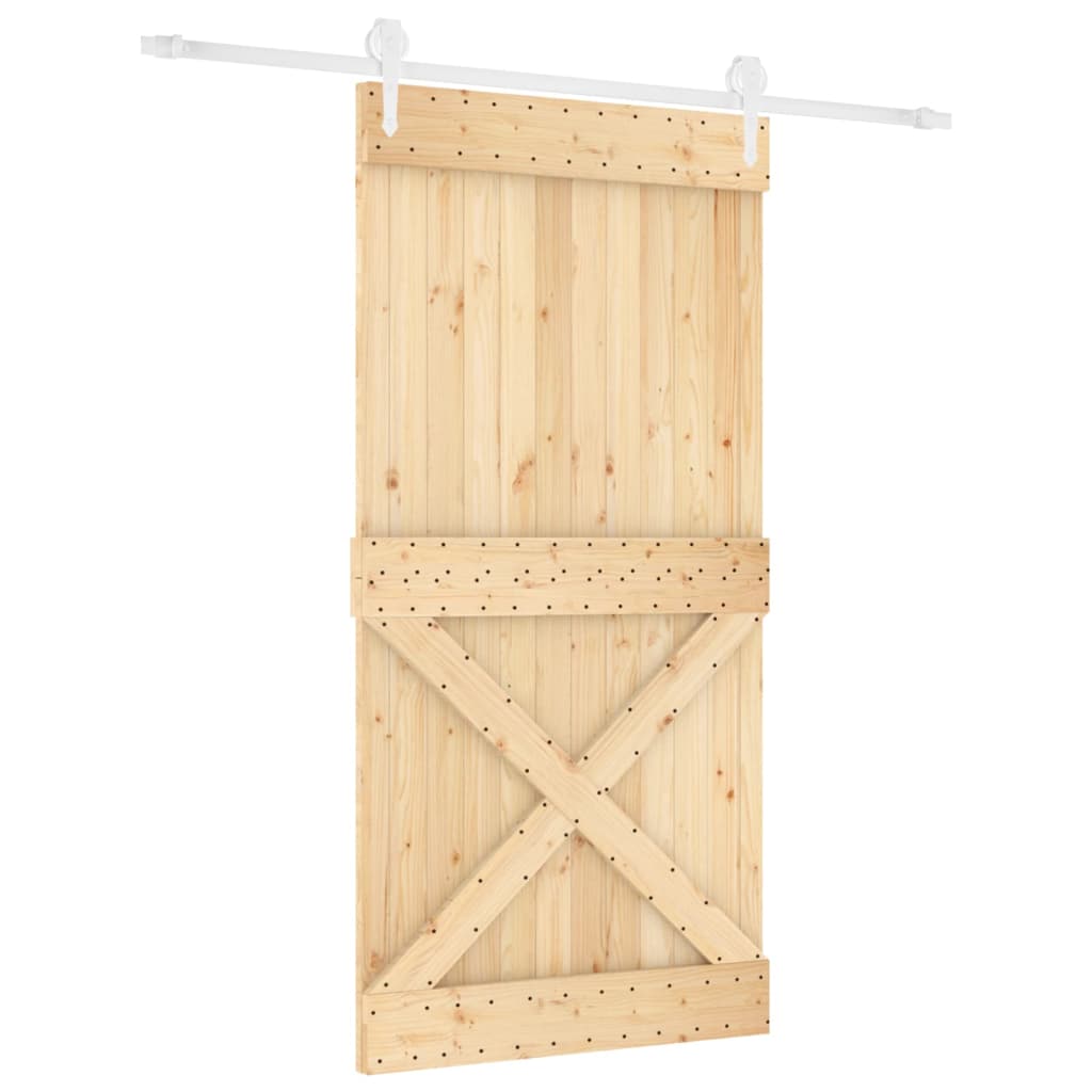 Porta Scorrevole Con Set Hardware 100x210cm Legno Massello Pino - Image 2