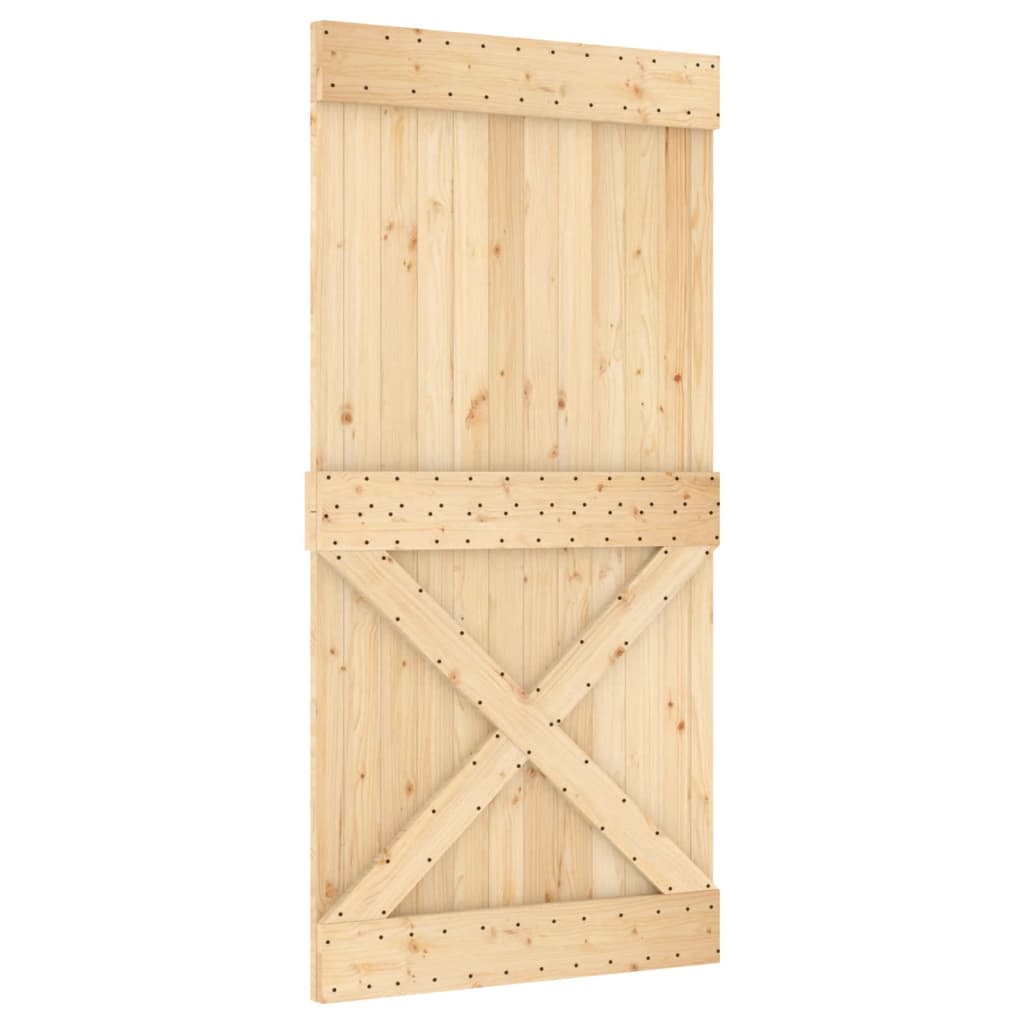Porta Scorrevole Con Set Hardware 100x210cm Legno Massello Pino - Image 3