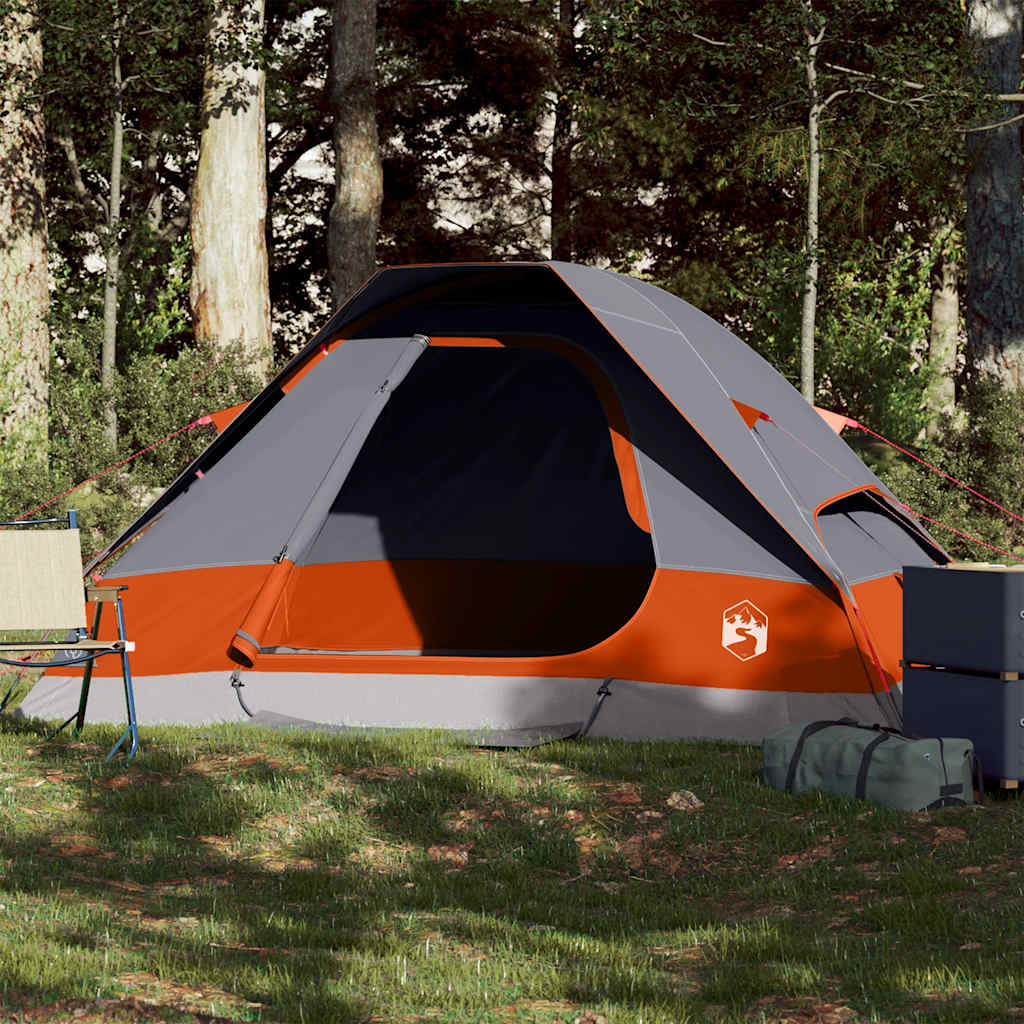 Tenda Da Campeggio A Cupola 2 Persone Grigio E Arancione