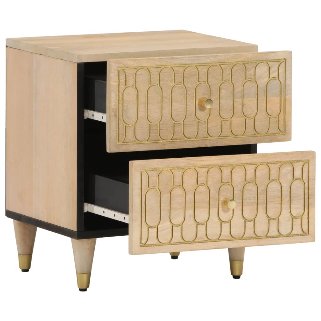 Comodini 2pz 40x33x46 Cm In Legno Massello Di Mango