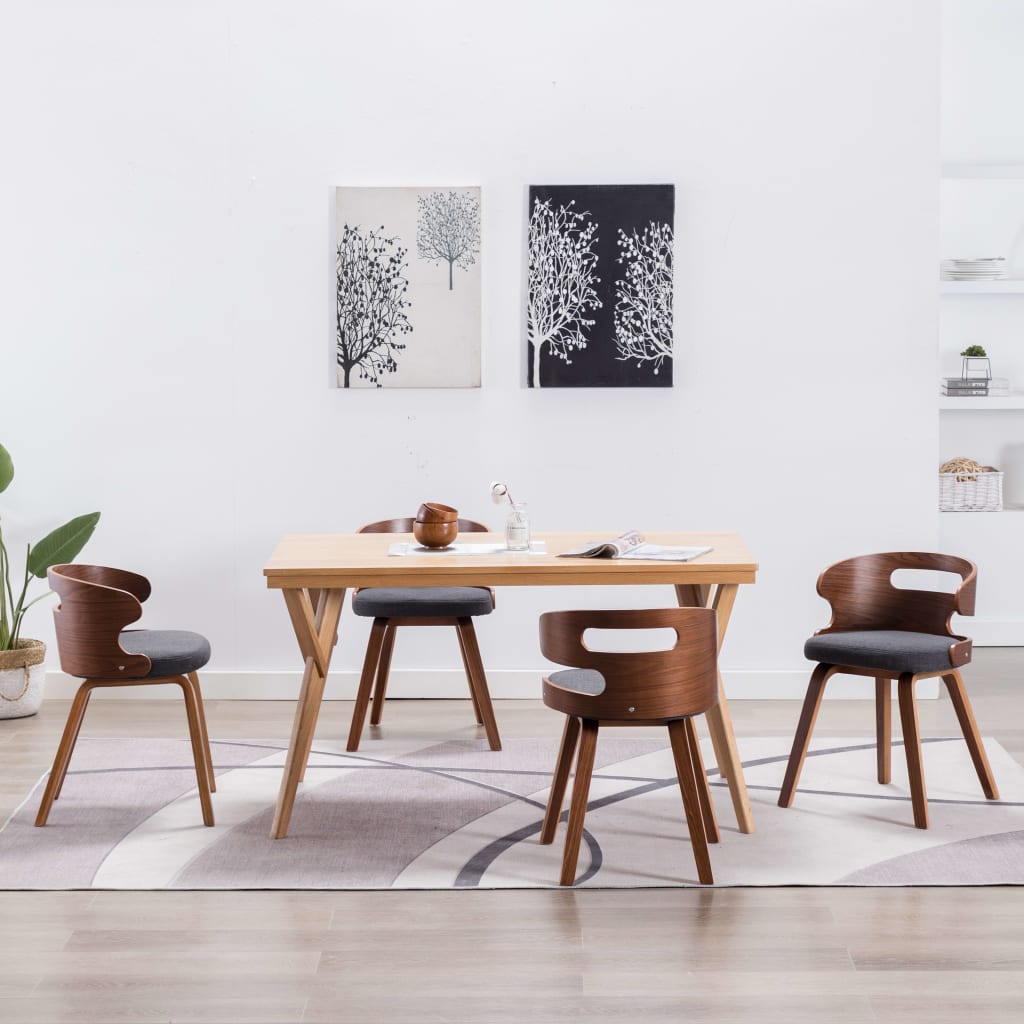 Sedie Da Pranzo 4 Pz Legno Curvato E Tessuto Grigio