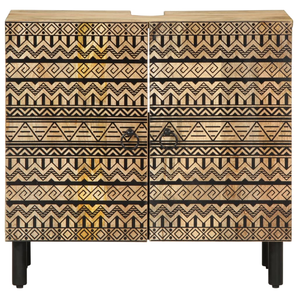 Mobile Lavabo Da Bagno Nero 62x33x58 Cm Legno Massello Di Mango - Image 3