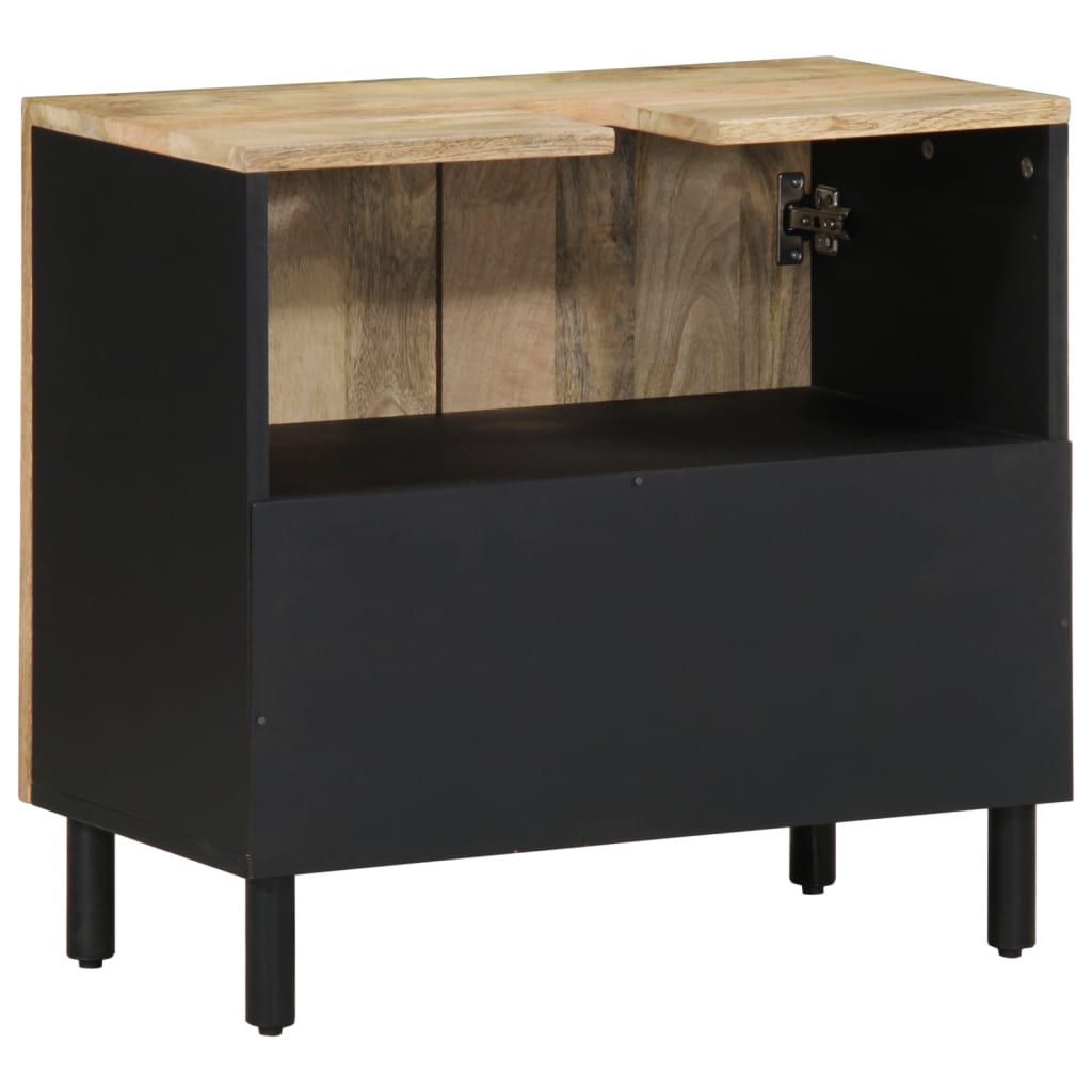 Mobile Lavabo Da Bagno Nero 62x33x58 Cm Legno Massello Di Mango - Image 4