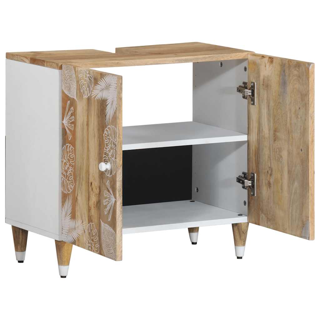 Mobile Lavabo Da Bagno 62x33x58cm In Legno Massello Di Mango - Image 3