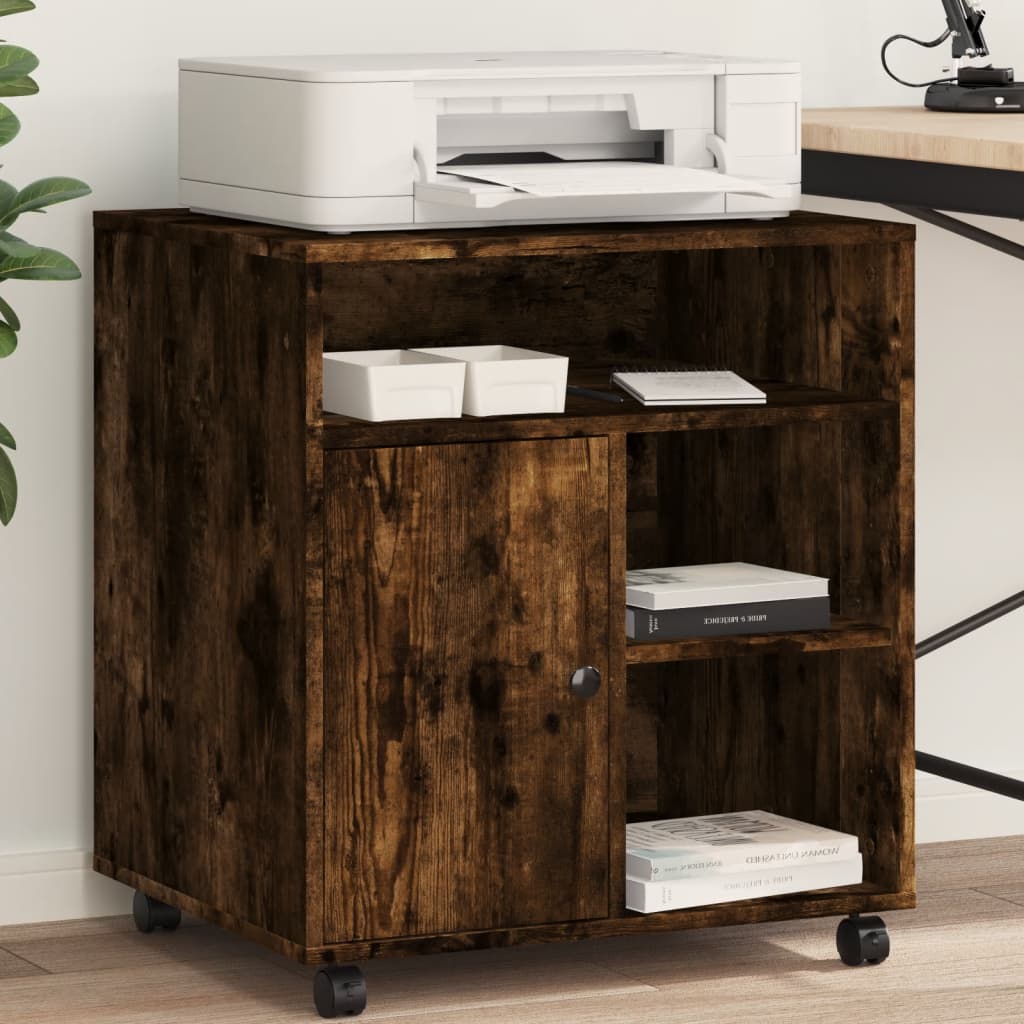 Supporto Per Stampante Con Ruote Rovere Fumo 60x50x67 cm